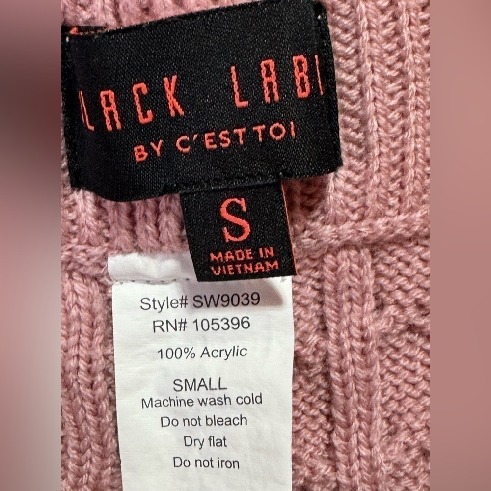 Black Label By C’EST Toi Pink Cable Knit Legging and Halter Top Set, Size Small - Picture 10 of 16